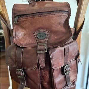 Calvin Klein Jeans Brown Leather Backpack